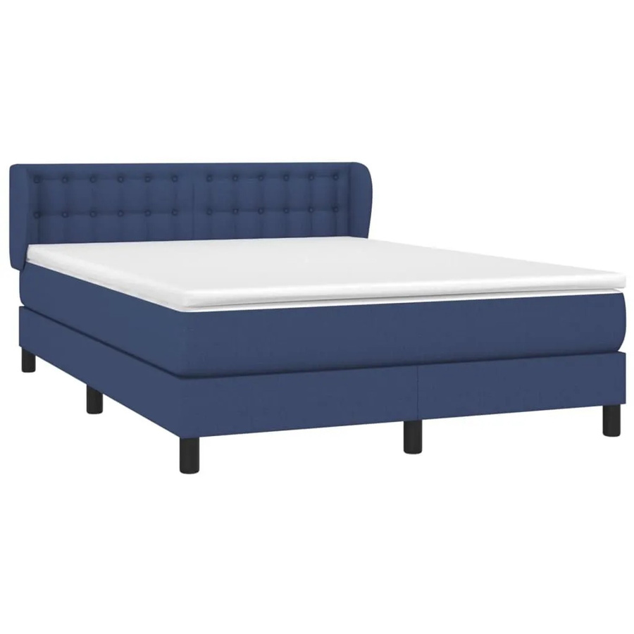 vidaXL Boxspringbett mit Matratze und Kopfteil in Blau, B/T/H: 140 x 200 x 78 cm - Bild 2