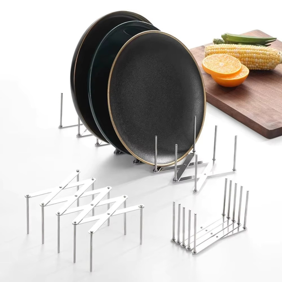 Untior Teleskop-Küchenregal aus Edelstahl in Silber für Geschirr, Töpfe und Deckel - Bild 2
