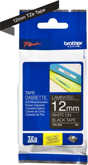 Brother P-touch Schriftbandkassette TZe-335 Weiß auf Schwarz, Breite: 12 mm, Länge: 8 m - Bild 3