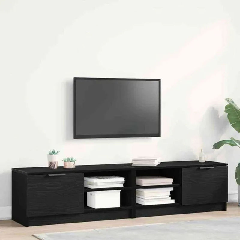 Vidaxl TV-Schrank 2er-Set Schwarz aus Holzwerkstoff Modern Minimalistisch B/T/H: 80 x 35 x 36,5 cm - Bild 1