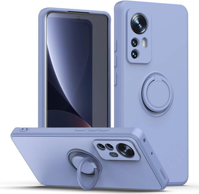 CHUYONG Magnetische Handyhülle aus Flüssigsilikon für Xiaomi Mi 12, 11 Lite 5G, 10T, 11T Pro und 12T Pro in Lavendel und Grau - Bild 1