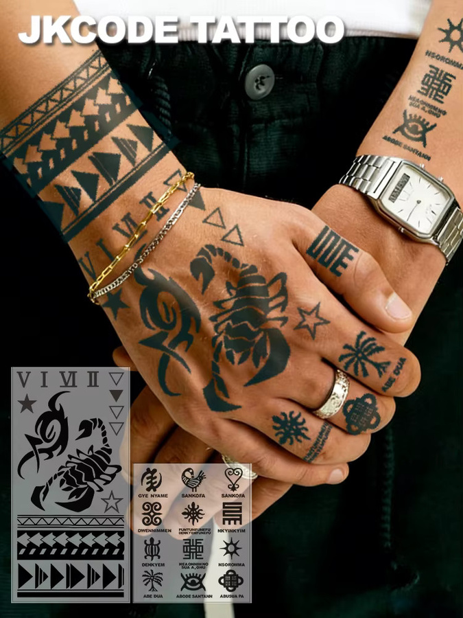 JKCODE TATTOO Semi-permanente Tattoo-Aufkleber, 2 Stück, Unisex - Bild 6