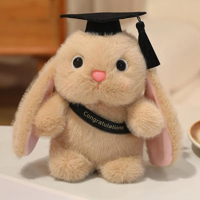 Yiran toy Lop Kaninchen Arzt Bachelor Plüschtier, Weiß, Braun, 18cm - Bild 1