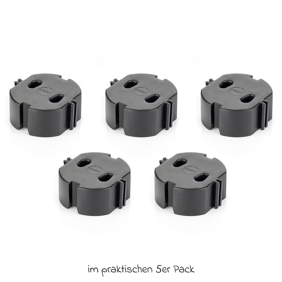 Reer Steckdosenschutz 5er Pack Schwarz zur schnellen Montage ohne Kleben oder Schrauben - Bild 3
