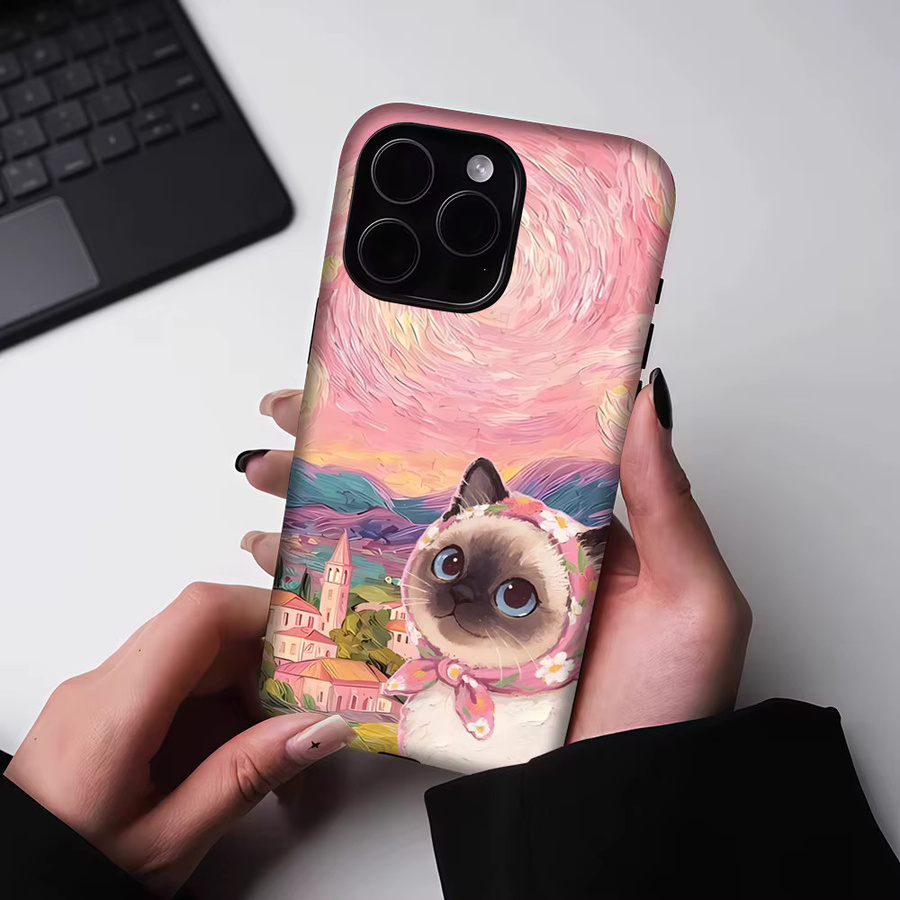 Potdemiel Robuste Handyhülle Sternennacht Siamesische Katze für iPhone 17 16 15 14 13 Pro Max Plus mit Magnetfunktion, Mehrfarbig - Bild 5