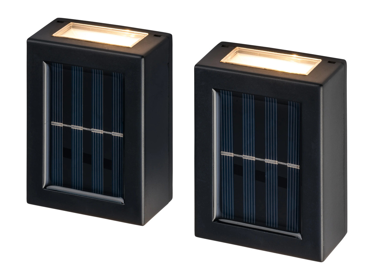 LIVARNO LED-Solar-Außenwandleuchten im 2er-Set, Schwarz, Warmweiß, IP44 mit Dämmerungssensor - Bild 2
