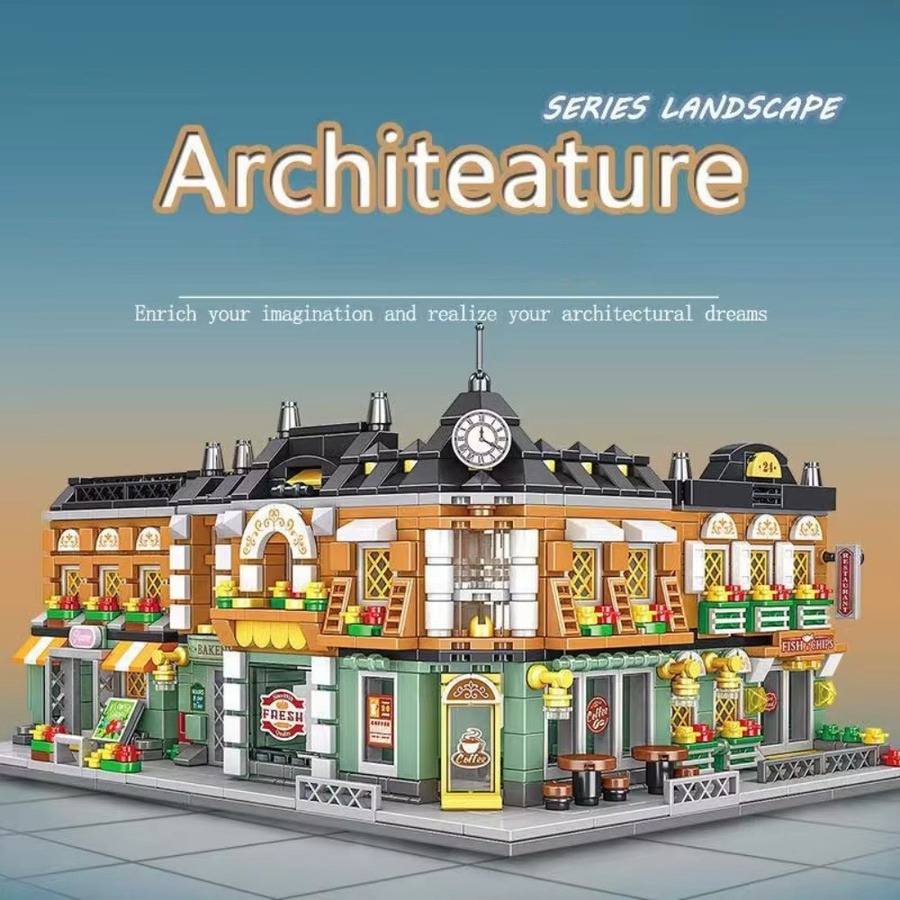 SixBricks Europäische Landschaft Architektur Bausteine Set, Mittelalterlichen Städtischen Einkaufsgeschäft Shop Haus Spielzeug - Bild 1