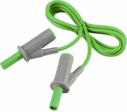Voltcraft MSB-501 Sicherheits-Messleitung mit 4mm Lamellenstecker in Grün, Länge: 1,00 m - Bild 1