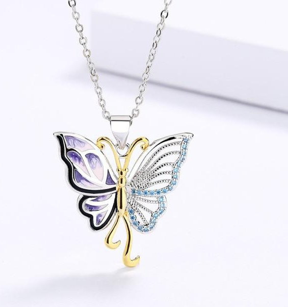 Wucifang Jewelry Halskette, Schmetterling Anhänger, 925 Silber, Zirkonia, Damen - Bild 1