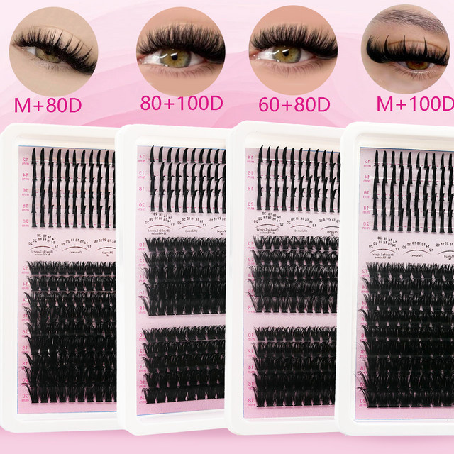 Anlinnet Künstliche Wimpern Single Cluster, D-Kurve, 14 Reihen, Unisex - Bild 1