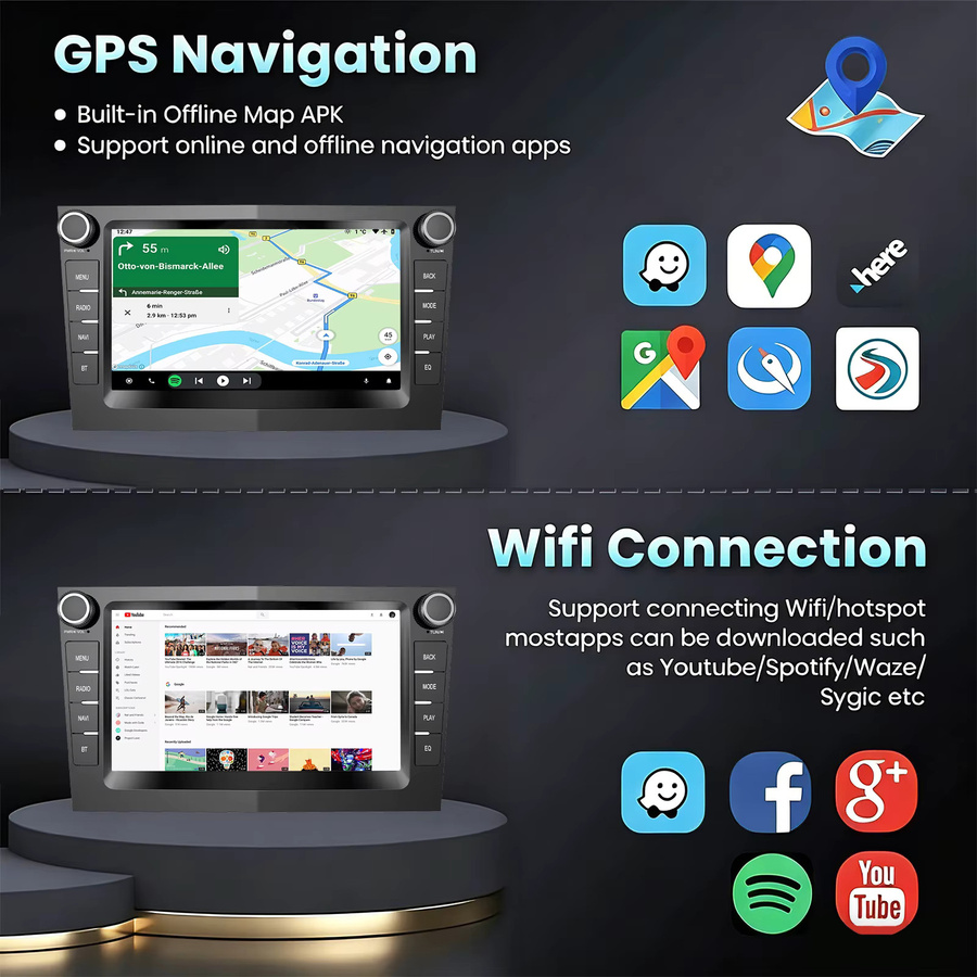 ESSGOO Android 15 Autoradio mit 7 Zoll Display, 4GB RAM + 64GB Speicher, Wireless Carplay, Android Auto, GPS, Bluetooth und WiFi für OPEL Astra Corsa Zafira Meriva Combo Signum Vectra Vivara, Schwarz - Bild 3