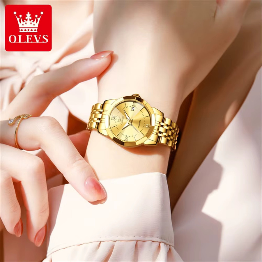 OLEVS Armbanduhr, Quarz, Gold, Edelstahl, Damen, Wasserdicht - Bild 3