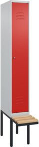C+P Spind Classic PLUS Garderobenschrank mit Sitzbank, 1 Abteil, B/H/T: 212,0 x 81,5 x 30,0 cm, Zylinderschloss, 4 Garderobenhaken und mittiger Trennwand, auskragende Sitzbanktyp - Bild 1