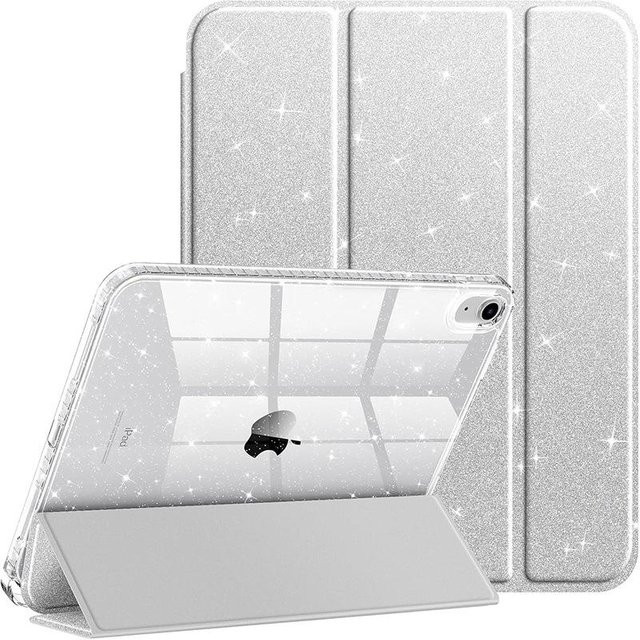 Glitzernde iPad Hülle mit Stifthalter in Silber für iPad Air 4 5 11 M2 M3 M4 und iPad 10.2 10.5 10.9 Modelle - Bild 1