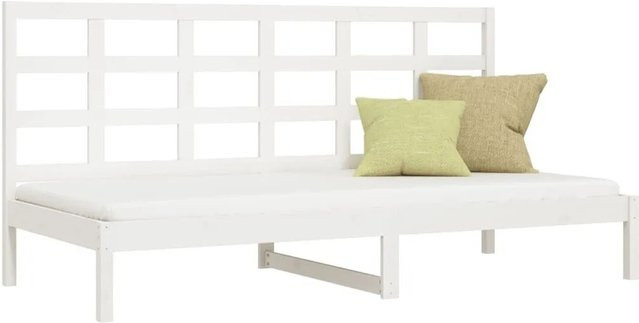 vidaXL Tagesbett aus massivem Kiefernholz in Weiß mit rustikaler Optik, B/T/H: 80 x 200 cm (ohne Matratze) - Bild 1