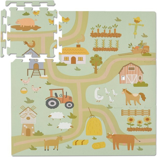 Relaxdays Kinderpuzzlematte aus PEVA in Bunt, B/B/H: 89,5 x 89,5 x 1 cm - Bild 1