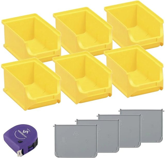 vasalat Set Stapelboxen mit Trennsteg, Gelb, 6 Stück, B/T/H: 16,0 x 10,2 x 7,5 cm - Bild 1