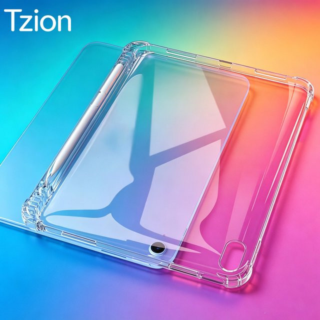 Tzion Silikon-Klarsichthülle für iPad 11 Zoll (11. Generation 2025) und iPad 10,9 Zoll (10. Generation 2022) mit Stifthalter, transparent - Bild 1