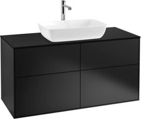 V&B Waschtischunterschrank Finion mit Wandbeleuchtung in Schwarz lackiert, B/T/H: 120 x 50,1 x 60,3 cm - Bild 1
