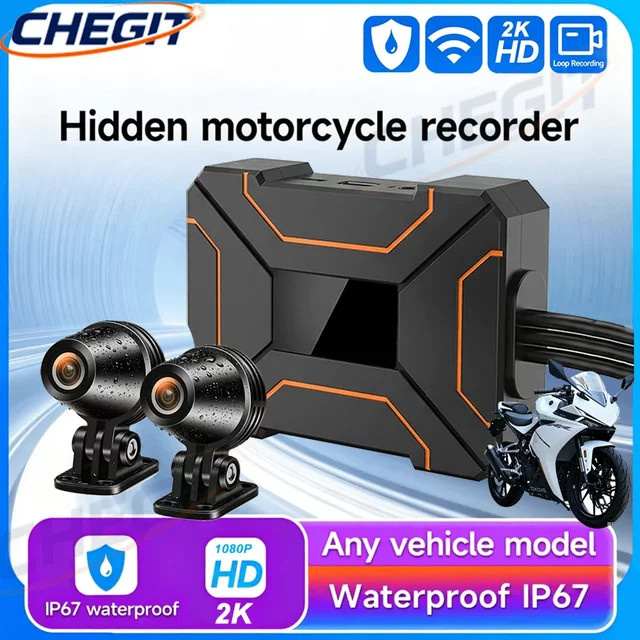 WDSZKMYF 2K Motorrad Dashcam mit Dual-DVR, 1080P Actionkamera vorne und hinten, 140° Weitwinkel, WiFi und wasserdicht, Schwarz - Bild 1