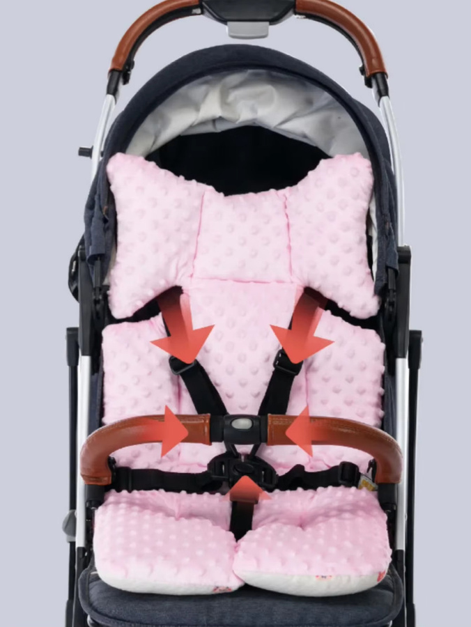 Doudou Samt Baby Kissen für Kinderwagen in Pink, doppelseitiges warmes Baumwollkissen für Herbst und Winter - Bild 4