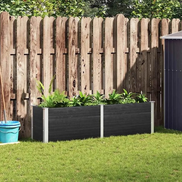 Furnicato Garten-Hochbeet aus WPC und Stahl in Grau, B/T/H: 200 x 50 x 54 cm - Bild 1