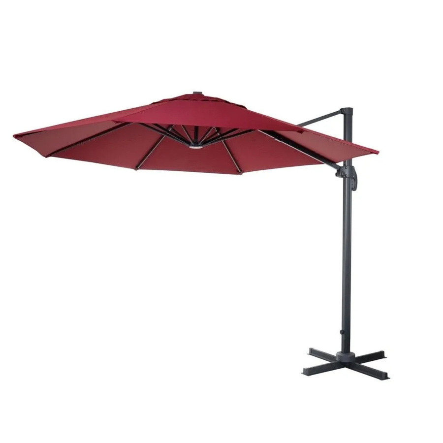 Gastronomie-Ampelschirm MCW-A96 in Bordeaux mit Polyester-Bespannung und Alu-Gestell, Durchmesser: 4 m - Bild 2