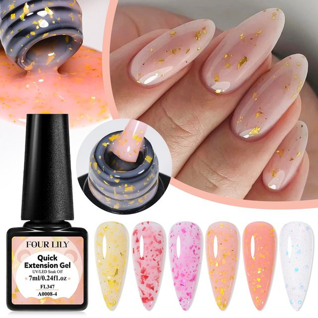 Four Lily Glitter Quick Extension Gel Nagellack, Rosa, 7 ml - Bild 1