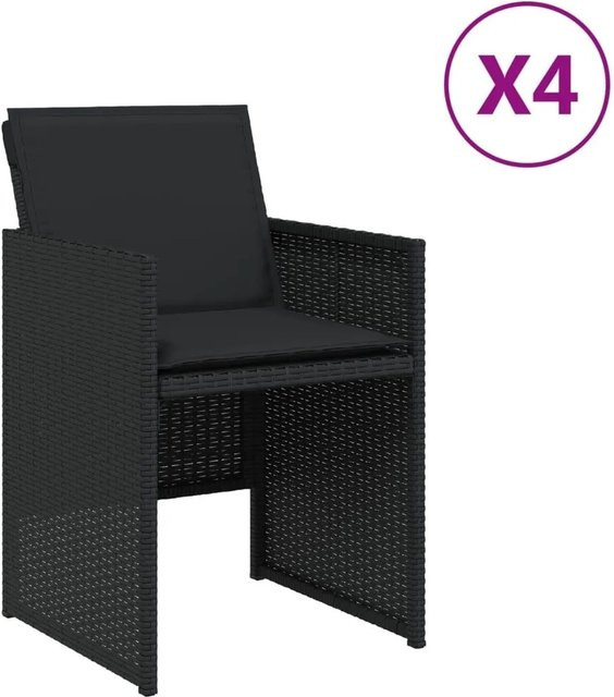 Furnicato Gartenstuhl aus PE-Rattan und Stahl in Schwarz mit klappbarer Rückenlehne, B/T/H: 50,5 x 54 x 79 cm - Bild 1
