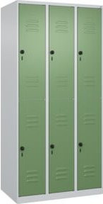C+P Doppelstock-Spind Classic PLUS mit 3 Abteilen, Stahl, Grau/Grün, H x B x T: 185 x 90 x 50 cm - Bild 1
