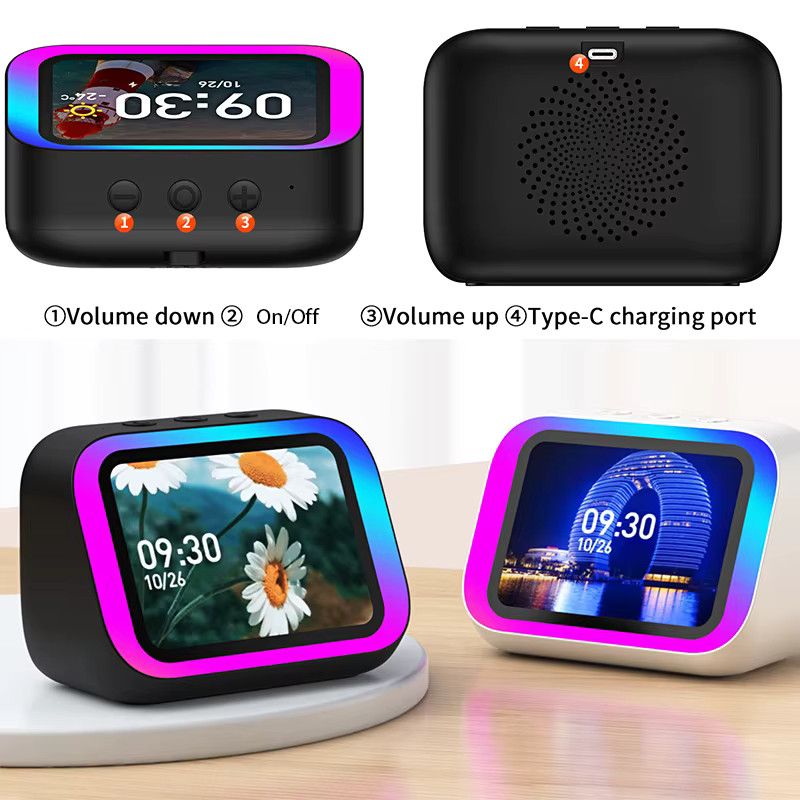 LOVOCK Intelligenter Bluetooth-Wecker mit Lautsprecher, Wetteranzeige, Nachtlicht, Musikgeschichten, Player und Fotorahmen in Schwarz - Bild 3