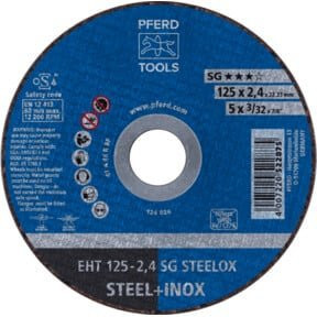 PFERD Trennscheibe EHT SG STEELOX Leistungslinie für Stahl und Edelstahl, Blau, Durchmesser: 125 mm, Dicke: 2,4 mm, Bohrung: 22,23 mm - Bild 1