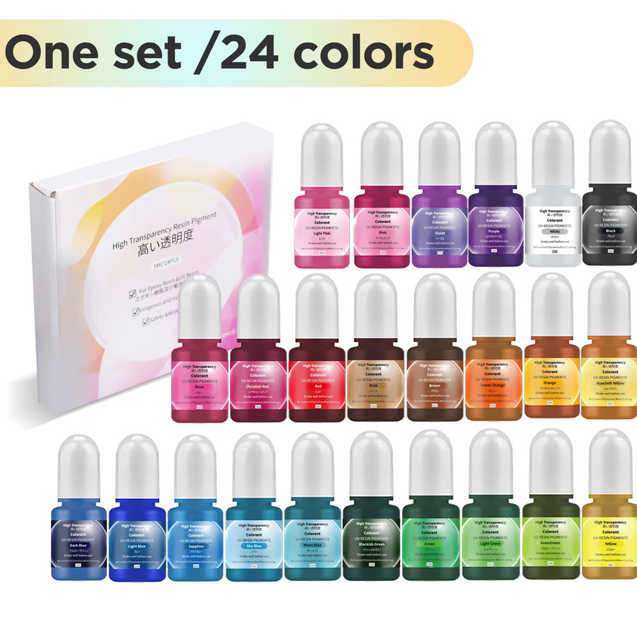 YAKAMOZ 24 Farben Epoxy Harz Pigment Set, ungiftige transparente UV-Harz Farbstoffe für Schmuckherstellung - Bild 2