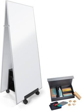 Sigel Whiteboard Set Meet up Tent-use, 2 magnethaftende Whiteboards mit mobilem Stand und 12-teiligem Starter-Set, Farbe Weiß/Silber, B: 180 cm, H: 90 cm - Bild 1