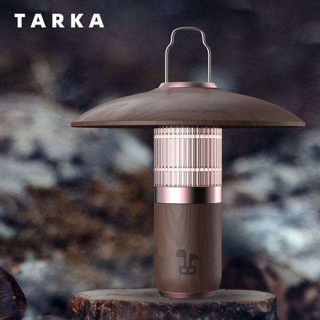 TARKA Camping Laterne Retro LED Licht in Walnuss Braun mit Haken für Outdoor und Garten - Bild 1
