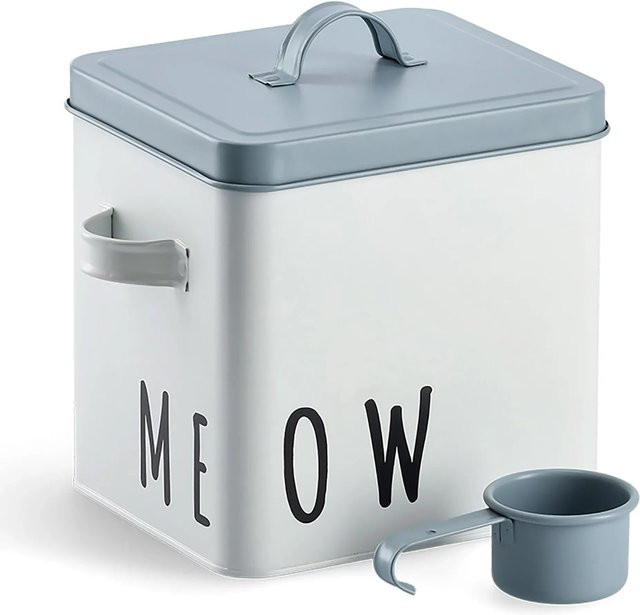 Zeller Meow Futterdose aus Metall in Weiß, B: 16,2 cm, T: 23,4 cm, H: 21 cm - Bild 1