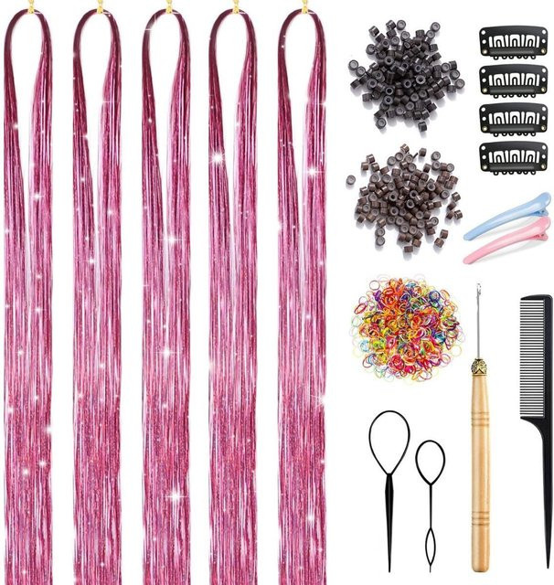 Free Carnival Haar-Lametta-Set, 47 Zoll, 1100 Stränge, Rosa, Unisex - Bild 1