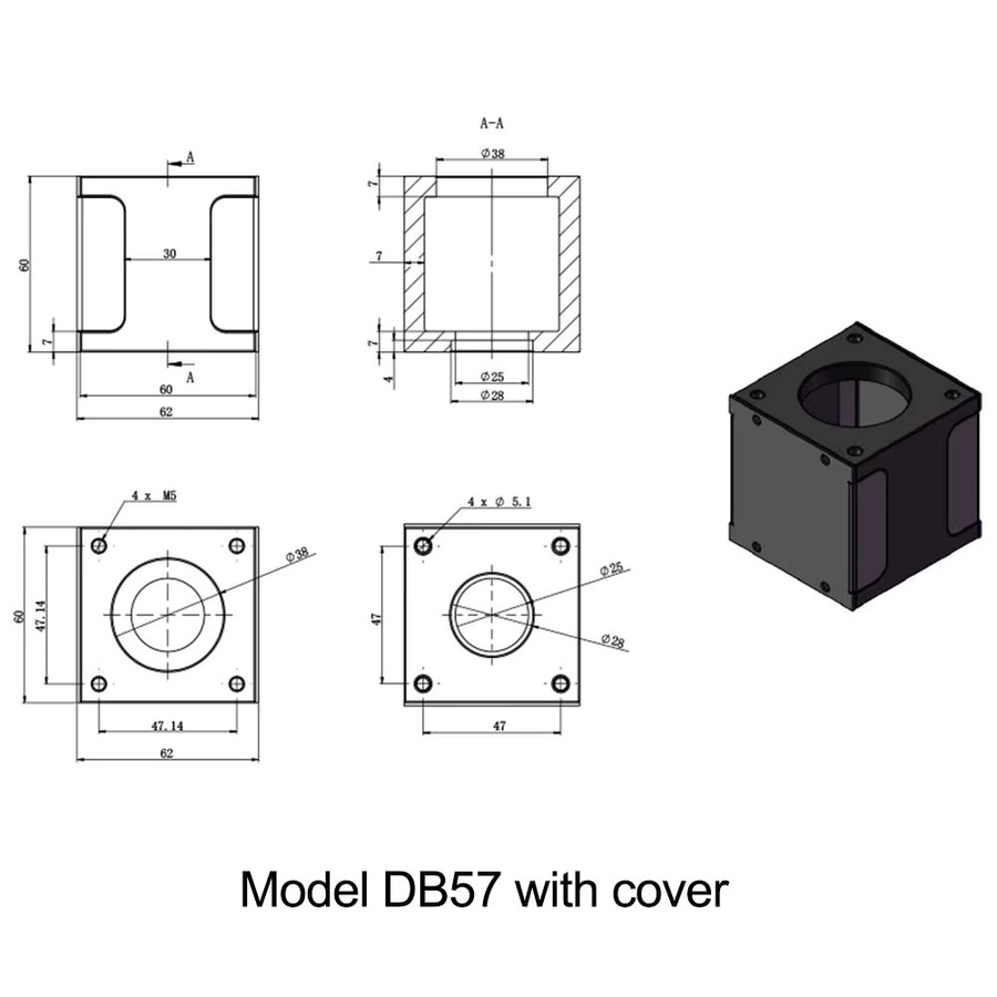 VIBRATITE Schrittmotor-Montagehalterung mit Abdeckung für Nema 23 Schrittmotoren, Schwarz - Bild 2