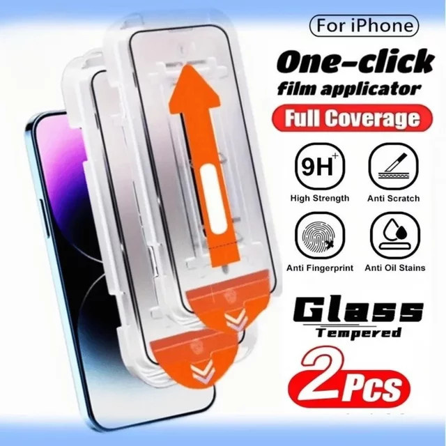 DIXSG 2er Pack HD Displayschutz aus gehärtetem Glas für iPhone 16 15 14 13 12 11 Pro Max Plus Mini XS XR transparent - Bild 1