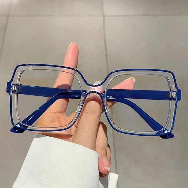 VABBON Korrektionsbrille Retro Box Personality Bump, Vollrand, Square, Plastic, Blue, Blaulichtfilter - Bild 1