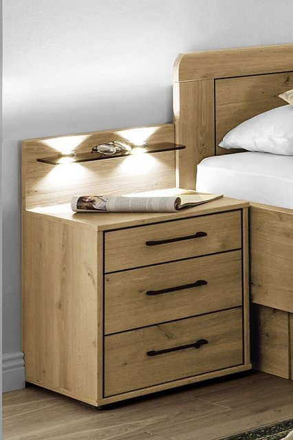 Nachtschrank Rolf Weber Modern in Braun Eiche Bianco Dekor B/T/H: 43 x 48 x 43 cm - Bild 1