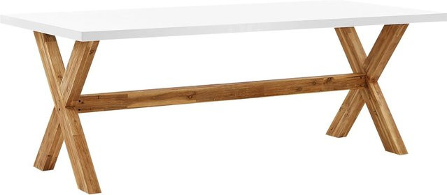 Beliani Gartentisch OLBIA aus Akazienholz in Weiss, B/T/H: 200 x 100 x 75 cm - Bild 1