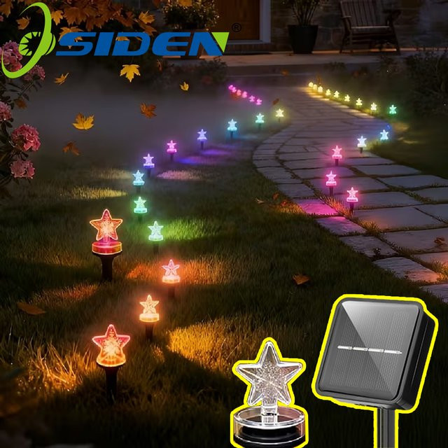OSIDEN Solar-Gartenleuchten mit 20 LEDs in Sternform, Mehrfarbig, 8 Modi für Garten und Außenbereich - Bild 1