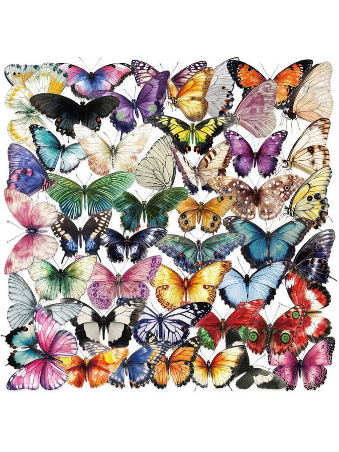 50 Stück transparente Schmetterlings-Aufkleber von AnimeWorlds Store, wasserfeste PET-Dekoraufkleber in Multicolour für Scrapbook, Gitarre und Notebook - Bild 4