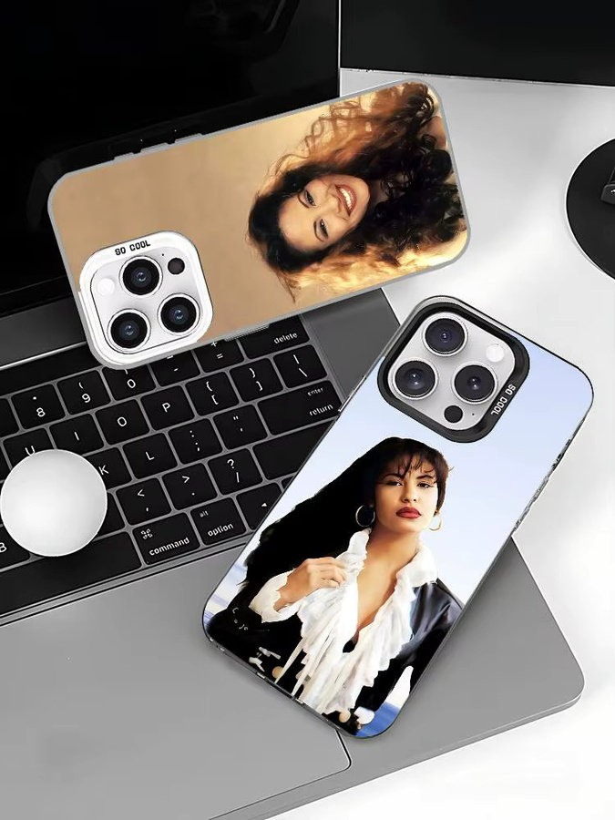 Singer S-Selena Q-Quintanilla Handyhülle für iPhone 17 16 15 14 13 12 11 Pro Max Plus, stoßfeste Rückseite, Farbe: Silber/Multicolor - Bild 6