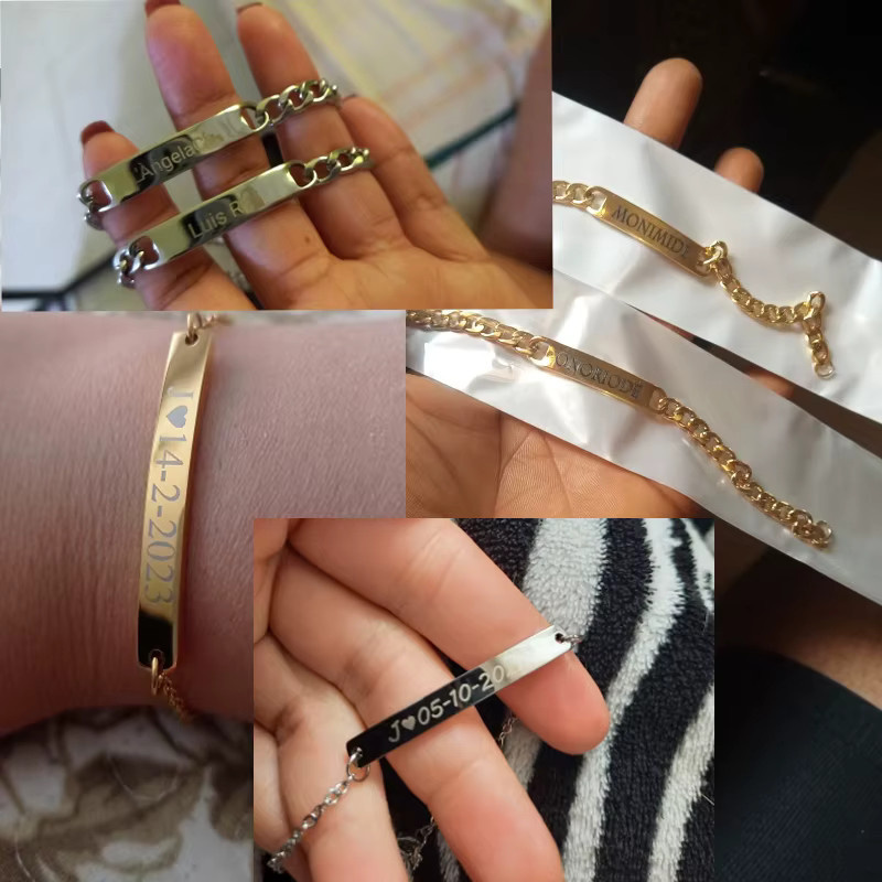 Kcaco Armband, Edelstahl, Gold, Unisex, Personalisiert - Bild 2