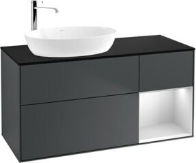 V&B Waschtischunterschrank Finion mit Wandbeleuchtung, Farbe Grau lackiert, Breite: 120 cm, Tiefe: 50,1 cm, Höhe: 50,1 cm - Bild 1