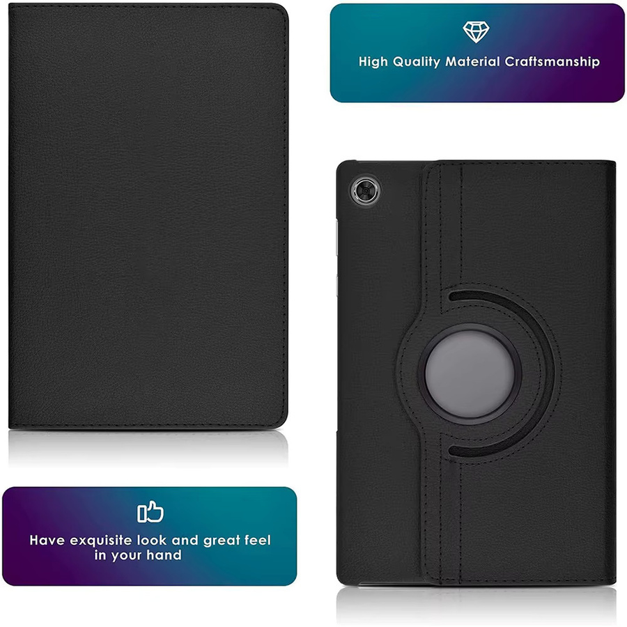 Kardeem 360 Grad drehbare Lederhülle mit Litschi-Muster für iPad Mini 6, iPad Air und iPad Pro in Schwarz - Bild 4