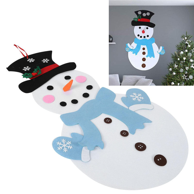 TOMTOP JMS DIY Filz Schneemann Bastelset für Kinder als hängende Weihnachtsdekoration in Weiß und Mehrfarbig mit blauem Schal - Bild 4