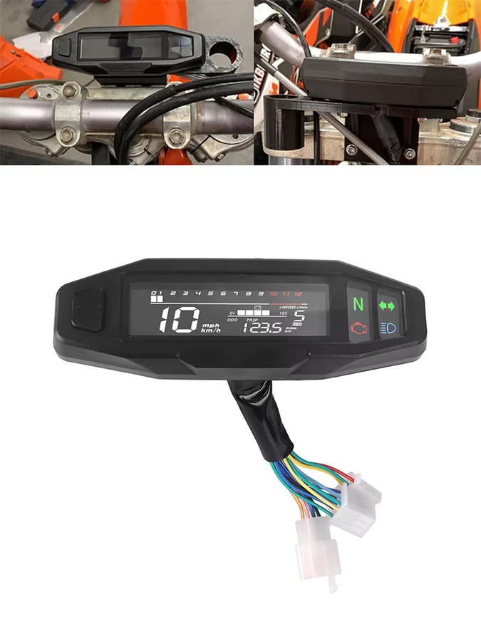 JNYD Universal LED Digital Tachometer für Motorräder, Wasserdichter Kilometerzähler mit Km/h und MPH Anzeige in Schwarz - Bild 4
